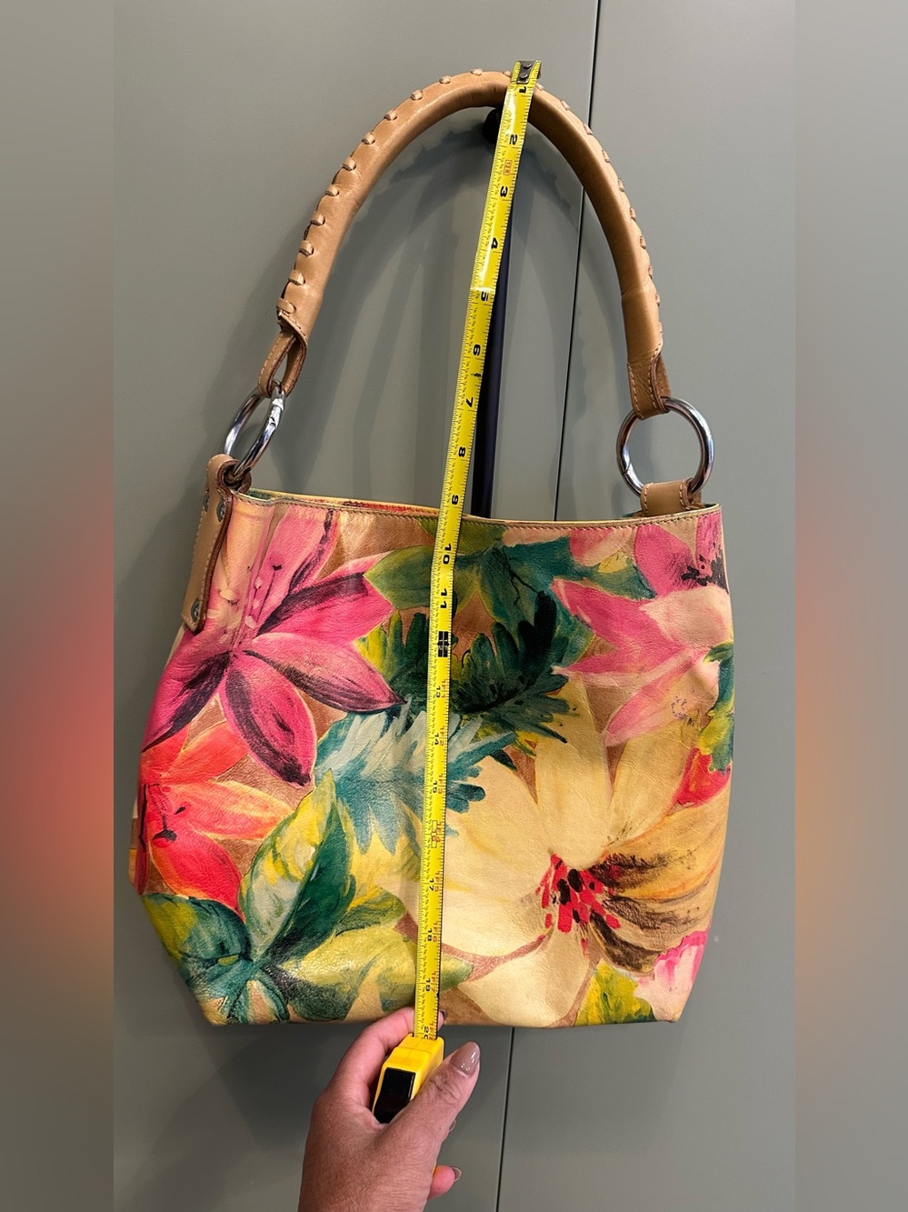 Maurizio Taiuti Floral Pink and Green Shoulder Bag - Picture 9 of 13
